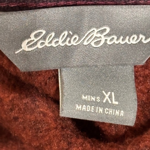 Eddie Bauer Men's Red Heathered Fleece Quarter Snap Pullover Shirt XL - Picture 7 of 11